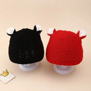 Baby Knitted Hat Acrylic Warm Winter Outdoor Cute Animal Bear Ears Beanie For Infants Toddlers