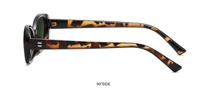 90-degree side profile of vintage oval tortoise shell sunglasses with thick temples