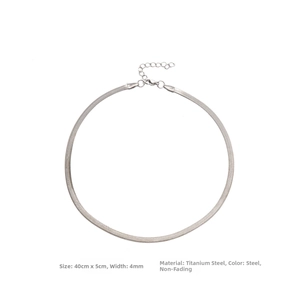 Detail of 4mm flat snake chain necklace with 40cm plus 5cm extension and lobster clasp