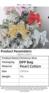 Spécifications de taille du nœud de Noël scintillant sur branche avec info coton perlé