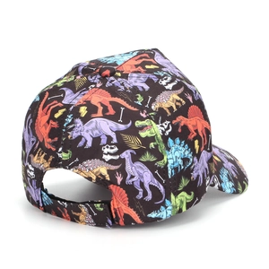 Vue arrière détaillée d'une casquette de baseball enfant aux motifs de dinosaures