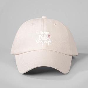 Casquette de baseball en coton rose avec texte El tiempo de Dios es Perfecto imprimé