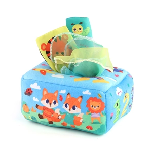 Baby Taschentuchbox Spielzeug Set mit Stoffbüchern und bunten Knistertüchern