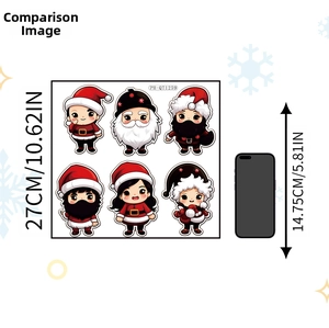 Detail view of 27cm Christmas wall stickers with size comparison against a mobile phone