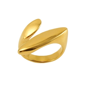 Minimalist 18k gold plated stainless steel abstract geometric open ring for women