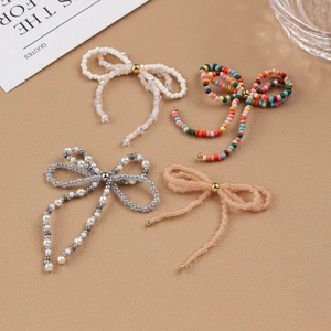 Handmade Beaded Bowknot DIY Accessories Glass Seed Beads Bow Charms For Jewelry Making Clothing Decoration Elegant