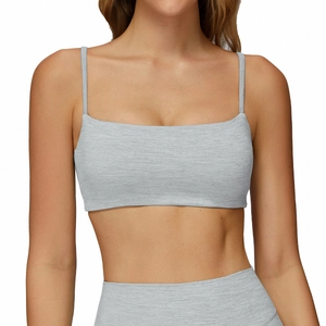 Reggiseno sportivo yoga grigio chiaro spazzolato con spalline sottili e moderno