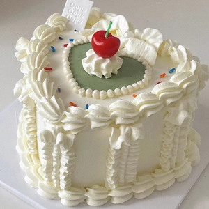 Décoration de gâteau cœur coréen 3D cerise vintage crème accessoire de fête d'anniversaire