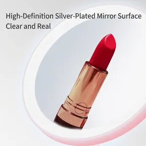 Portable LED makeup mirror with high-definition silver plating and foldable desktop stand