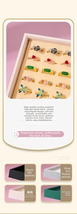 Detailed view of jewelry display trays in velvet and PU leather showing ring slots