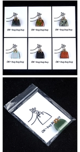 Detailed set of natural crystal handbag charms with unique greeting cards and metal clips
