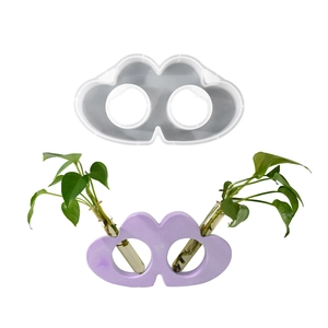 Double heart cloud silicone mold for hydroponic test tube vase DIY resin craft decor