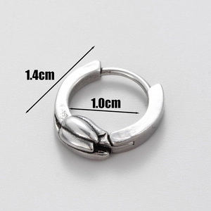 Detailed size view of silver stainless steel hoop earring with inner diameter of 1.0cm