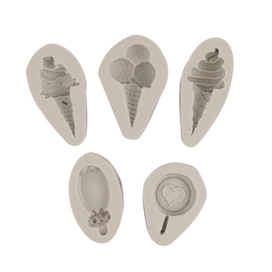 Light gray silicone ice cream and lollipop molds set for cake decorating and chocolate
