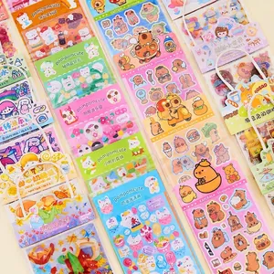 Cute PET cartoon stickers set featuring Capybara and bear themes for DIY journaling