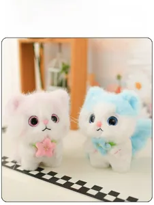 Detail of plush cat toy with full filling and star accessory in a cozy setting
