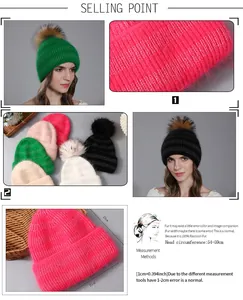 Tableau des tailles pour bonnet d'hiver en tricot avec pompon en fourrure de raton