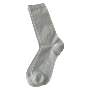 Minimalist white silk blend crew socks for women featuring a clean knit texture