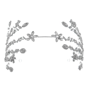 Eleganter Braut-Haarreif mit floralem Kristall-Design und Silbermetall für Hochzeiten