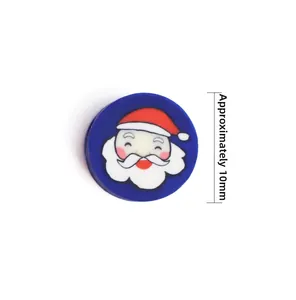 Detail of 10mm blue Santa Claus polymer clay beads for DIY Christmas jewelry making