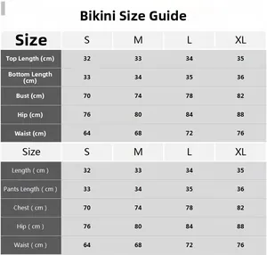 Size chart for one-shoulder green bikini set showing S to XL measurements in cm