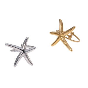 Polished stainless steel starfish rings in gold and silver finish on a white background