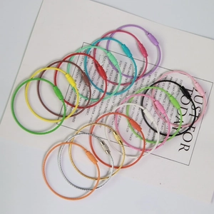 Colorful PVC coated stainless steel wire keychains with secure screw locks in various hues