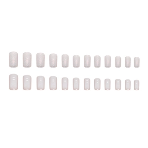 White glitter ombre medium square press-on nails set with two styles of 24 pieces