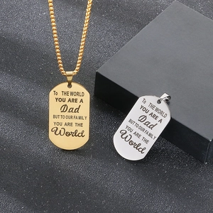 Father's Day stainless steel dog tag necklace set in gold and silver finish
