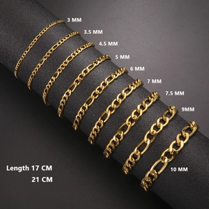 Stainless Steel Figaro Chain Bracelet Hip Hop Punk Minimalist Link Wrist Jewelry Gift For Men Women Unisex