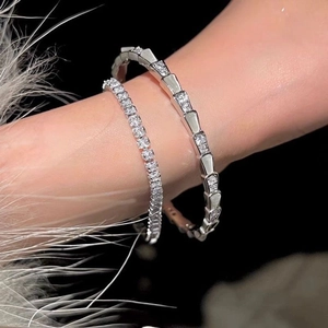 Slangenbot Armband Bangle Zilver Legering Kunstparelmoer Zirkoon Strass Verstelbaar Open Mode Sieraden Voor Dames