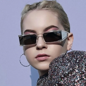 Fashionable square transparent grey sunglasses with UV protection for a stylish look