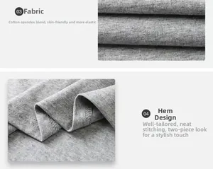 Gros plan sur la texture du tissu gris coton-élasthanne et détails de couture de l'ourlet