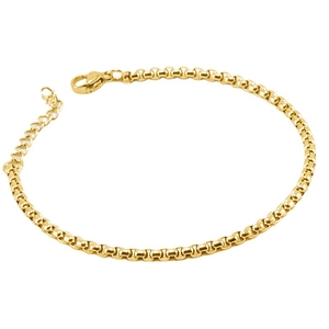 18K gold plated stainless steel square pearl chain bracelet with lobster clasp for men and women