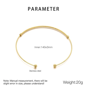 Detail of golden stainless steel collar necklace with 140x3mm inner diameter specs