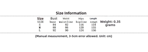 Detailed size chart for backless sequin dress including bust and waist measurements