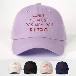 Humorous French English Letter Print Baseball Cap Adjustable Polyester Sun Protection Outdoor Casual Hat
