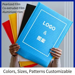 Thick colorful padded mailing bags with custom logo printing in various vibrant shades