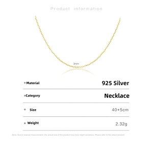 Detailed specs of S925 silver heart necklace with 40+5cm chain length and 2.32g weight