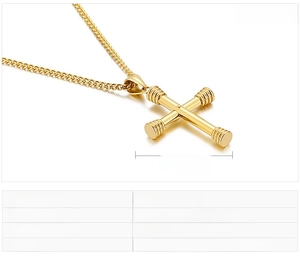 Detailed size chart for 40x30mm gold dumbbell cross pendant in stainless steel
