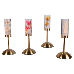 Eternal flower acrylic table lamps with LED lighting and gold metal base for bedroom decor