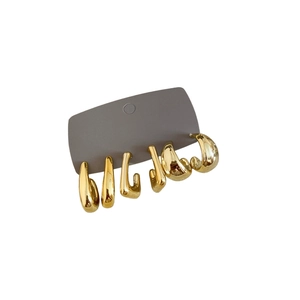Minimalist 6-piece irregular gold earring set with drop and C-shape geometric designs
