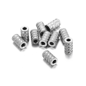 Perles cylindriques en acier inoxydable moleté pour création de bijoux et colliers