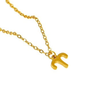 Polished 18K gold plated stainless steel Aries zodiac sign pendant necklace for women