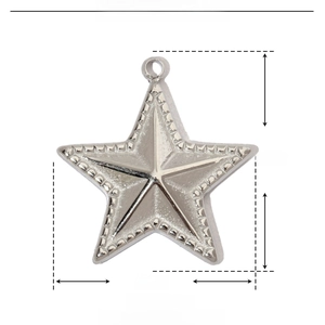Technical drawing showing 19x20mm star pendant size in polished stainless steel