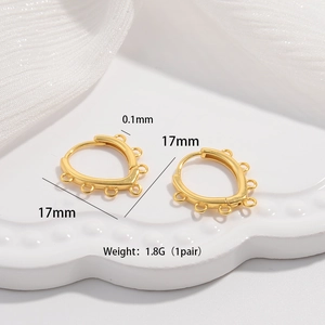 S925 sterling silver gold droplet hoop earrings with multi-loop DIY jewelry charms