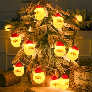 Christmas LED String Lights Santa Claus Snowman Plastic Warm Glow Festive Holiday Party Tree Decor
