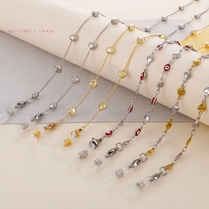 Heart Evil Eye Glasses Chain Mask Strap Lanyard Stainless Steel Copper Anti-slip Eyewear Holder Neck Cord Accessory