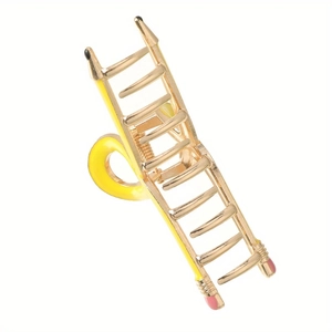 Creative pencil shaped gold alloy hair claw clip for ponytail styling and hair accessory