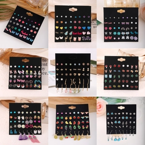 Cartoon Animal Fruit Stud Earrings Alloy Enamel Heart Flower Fashion Jewelry Accessories For Women With Stainless Steel Post